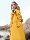 Outdoor women's waterproof long raincoat with hooded windbreaker
