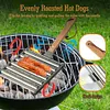 Hot Dog Roller with Wood Handle Stainless Steel Griller Grill Accessories (L)