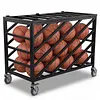 [US Local Warehouse] Ball Cart with Wheels Rolling Basketball Rack with Lockable Lid Balls Storage Locker for Volleyball Gym Recess Soccer Playground