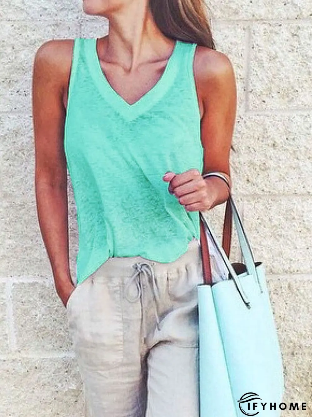 Women Solid Shift Casual Sleeveless shirt & Top | IFYHOME