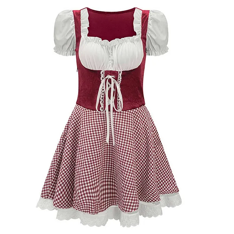 Women German Dirndl Dress Oktoberfest Costumes Halloween Carnival Cosplay Costume
