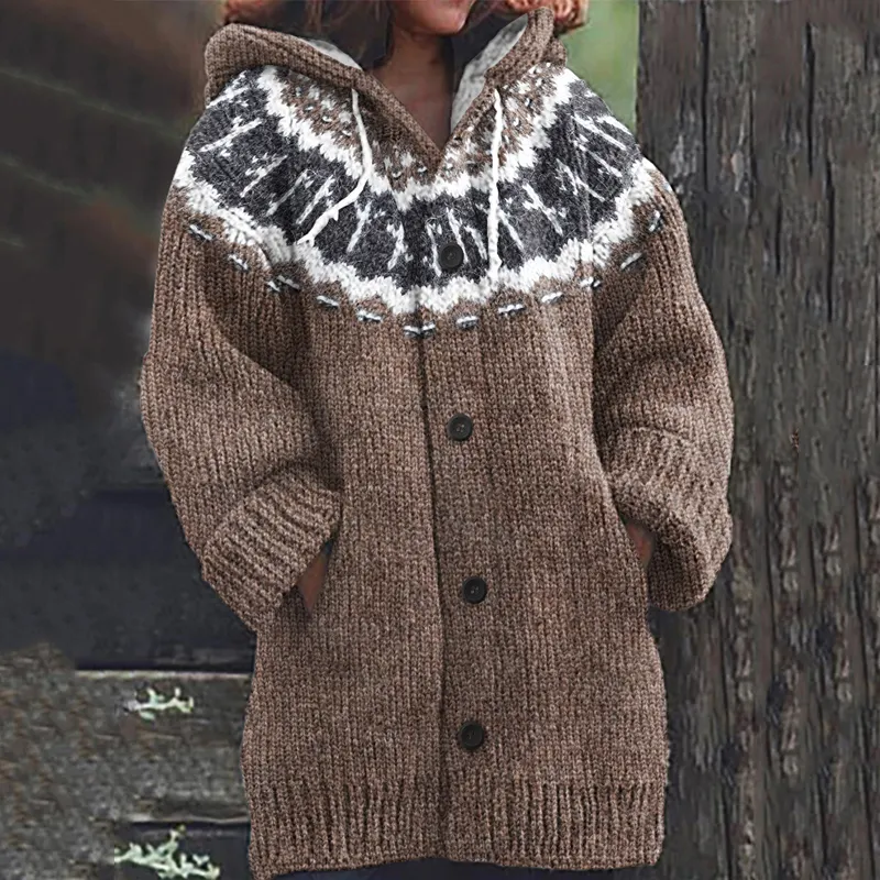 Vintage Icelandic Viking Rune Knitted Warm Women's Sweater