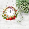 DIY Strawberry Daisy Diamond Clock Art Pendant Home Wall Decoration