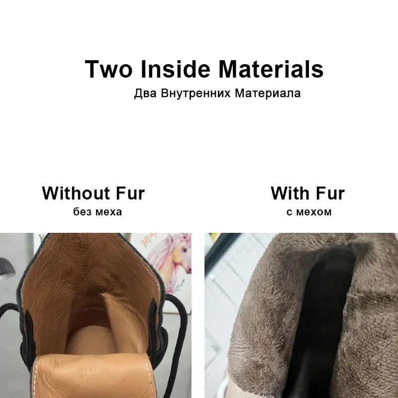 RIZABINA Size 34-43 2022 INS Woman Real Leather Ankle Boots Fashion Shoes Woman Short  Winter Warm Boots Platform Heel Footwear