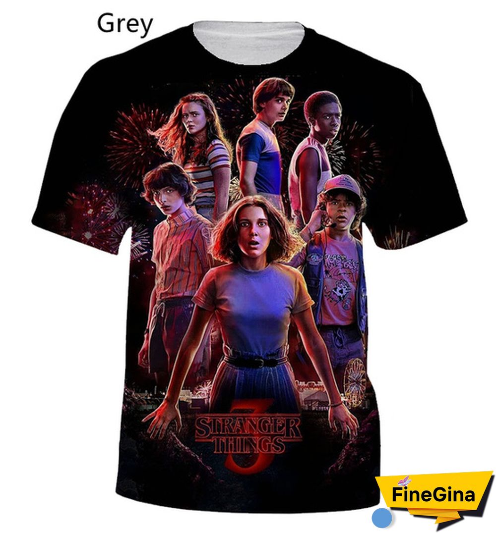 Horror Drama Stranger Things Print 3D T-Shirt Summer Fashion Casual Short-Sleeved T-Shirt