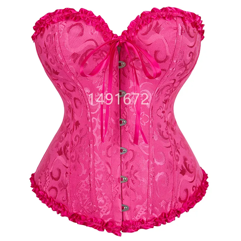 Billionm Sapubonva Corset Sexy Women's Plus Size Corsets and Bustiers Overbust Floral Gothic Brocade Corselet Clothing Top White Black