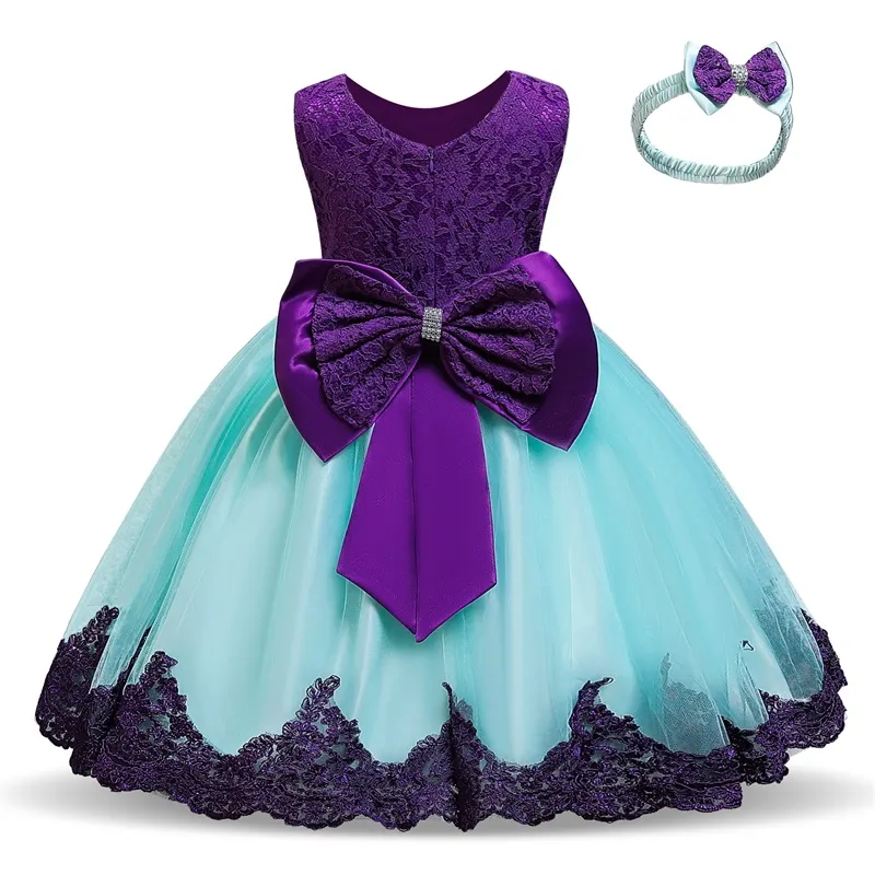 Uveng Flower Lace Baby Girl Dress Wedding Party Children Girls Clothing 0-8 Years Princess Pageant Kids Dresses for Girls Costume
