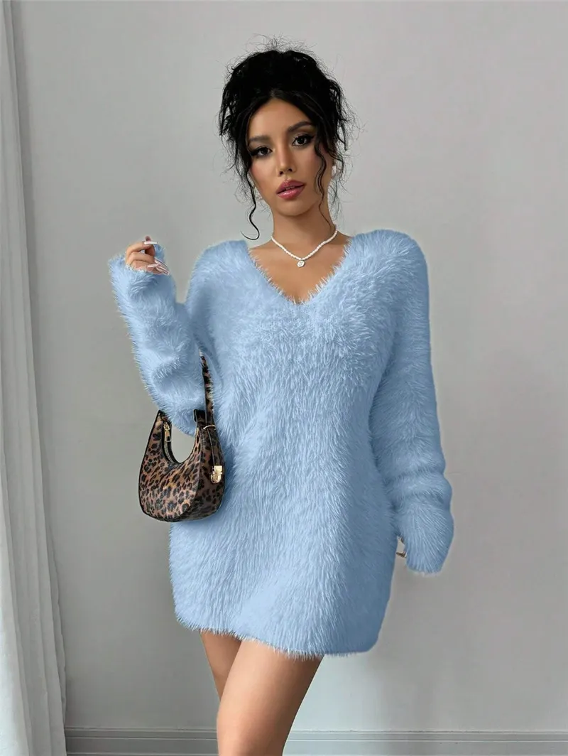 Athvotar Athvotar Autumn And Winter New V Collar Wear Loose Lazy Breeze Knitted Sweater Skirt