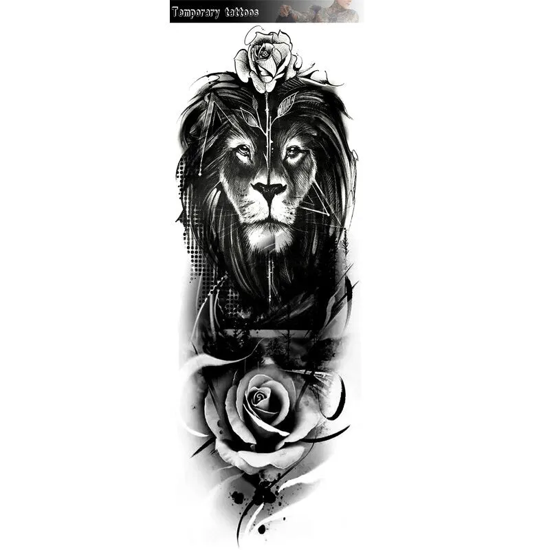 Waterproof Temporary Large Arm Sleeve Tatoo Sticker Fox Tiger Lion Animal Stickers Body Arm Legs Tattoos Temporary Paper Cover