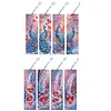 (US Local)8Pcs DIY Peacock Diamond Painting Art Bookmarks with Crystal Pendants for Gift