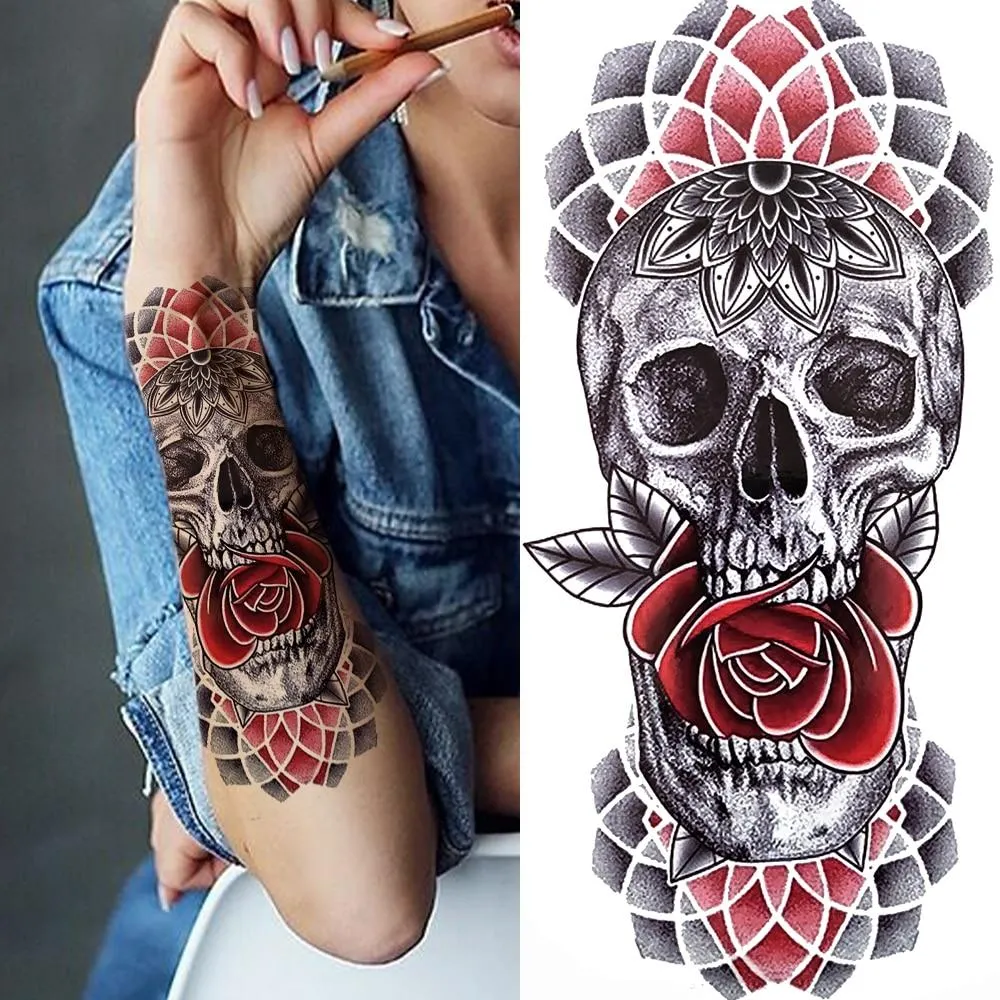 Lily Chains Flower Temporary Tattoos For Women Girl Black Butterfly Dream Catcher Tattoo Sticker Fake Rose Sexy Tatoos Back Body 1108