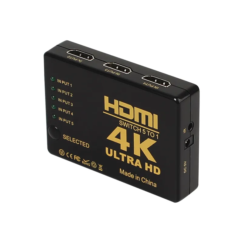 4K*2K Mini HDMI Switcher 5*1 HDMI Switch 5 To 1 With IR Remote Control Supports Full HD 1080P 3D
