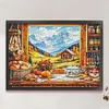 Autumn Window View-14CT Stamped Cross Stitch Egyptian Cotton 95*75cm/37.4*29.53in(Big Size)