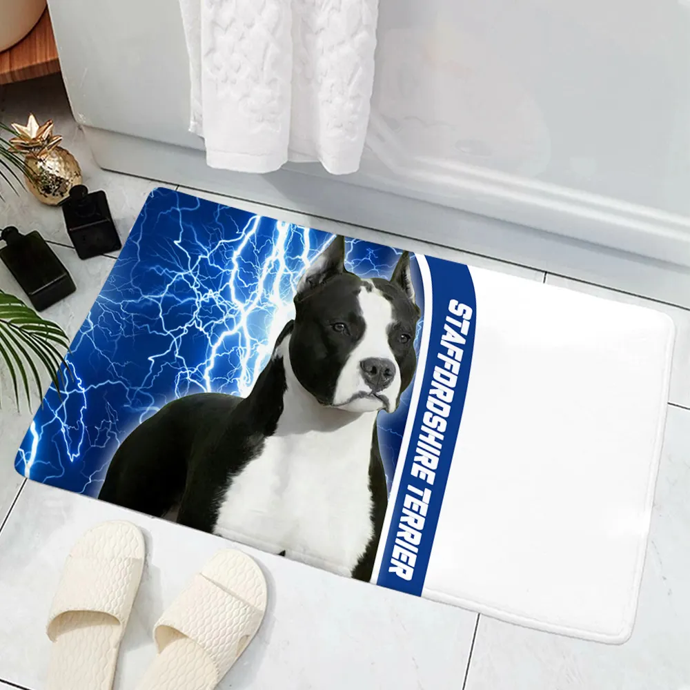 Athvotar Remember American Staffordshire Terrier Dogs Doormat Decor Print Carpet Flannel Non-Slip Doormat for Bedroom Porch