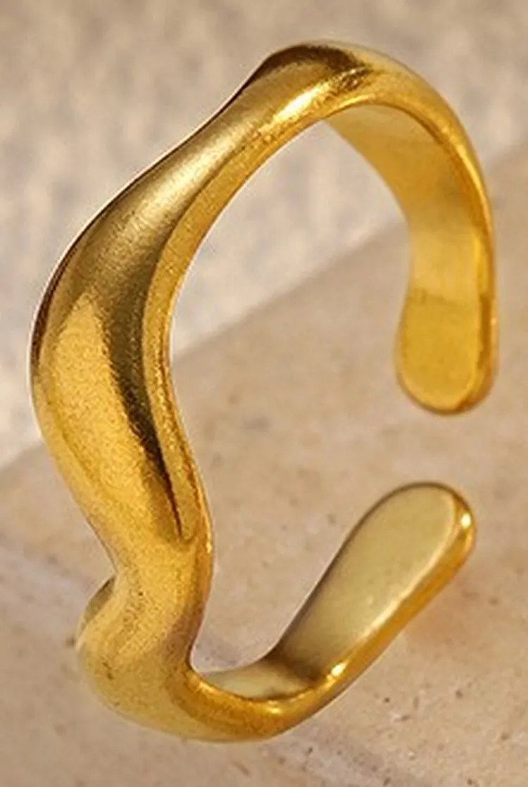 Open Wave Ring in Stainless Steel Unisex Minimalist Design