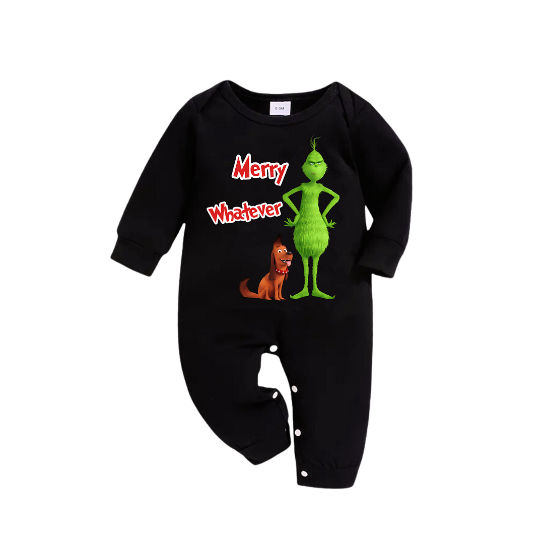 Cartoon Pattern and Christmas Slogan Printed Red and Green Plaid Family Matching Pajamas