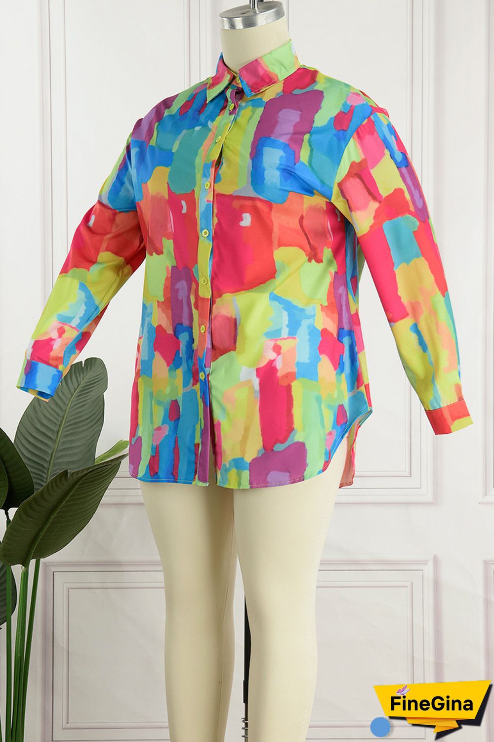 Yellow Sexy Casual Print Printing Shirt Collar Shirt Dress Dresses
