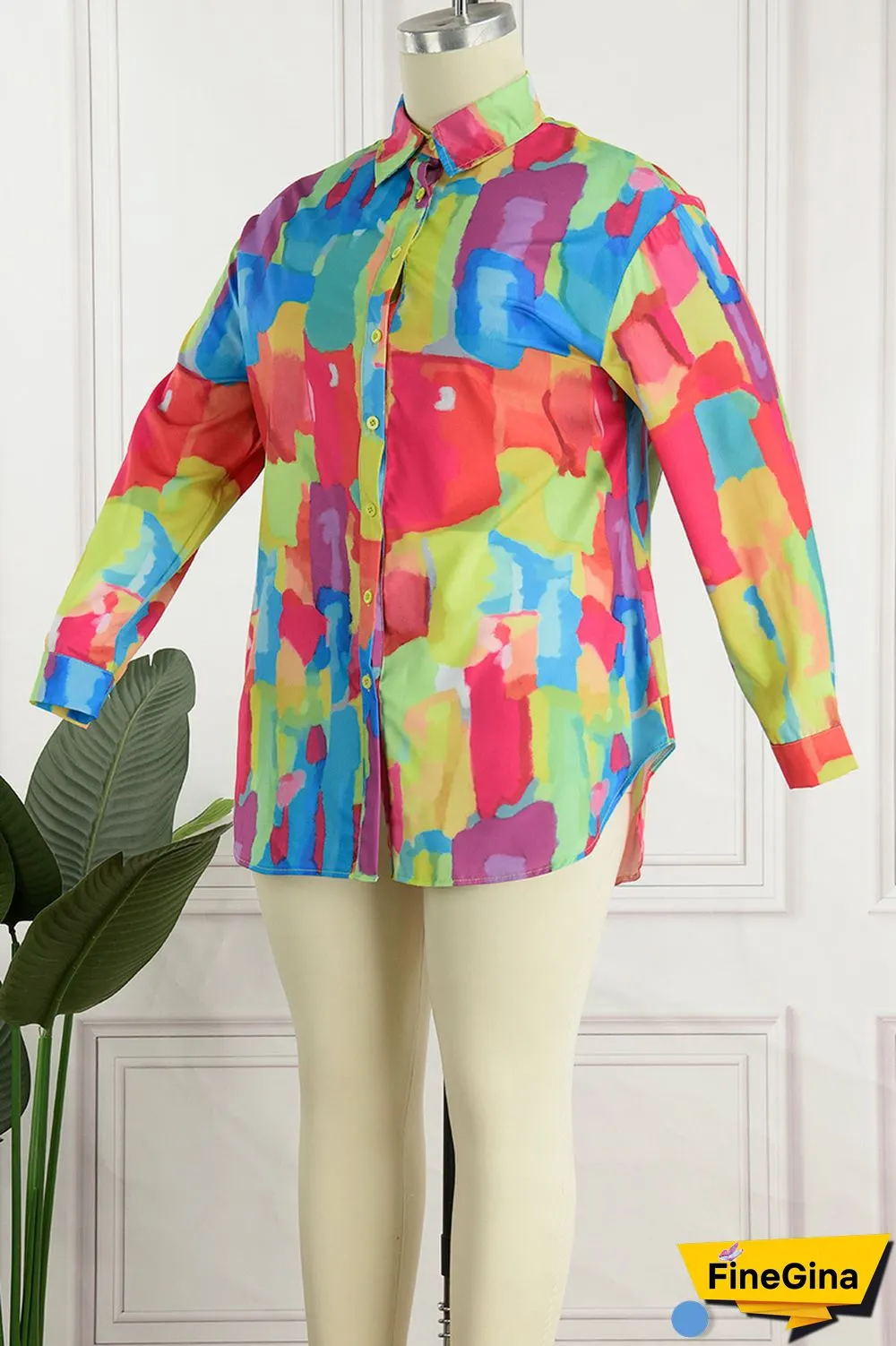 Yellow Sexy Casual Print Printing Shirt Collar Shirt Dress Dresses