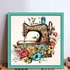 (Stamped/Counted) Retro Floral Sewing Machine - 14CT Cross Stitch 40*40cm/15.75*15.75in