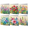 6pcs Diamond Painting Greeting Cards DIY Diamond Art Cards Crafts (Flower)