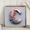 Lettre Plume C-Compl&egrave;te Rond Diamant Peinture-30X30CM