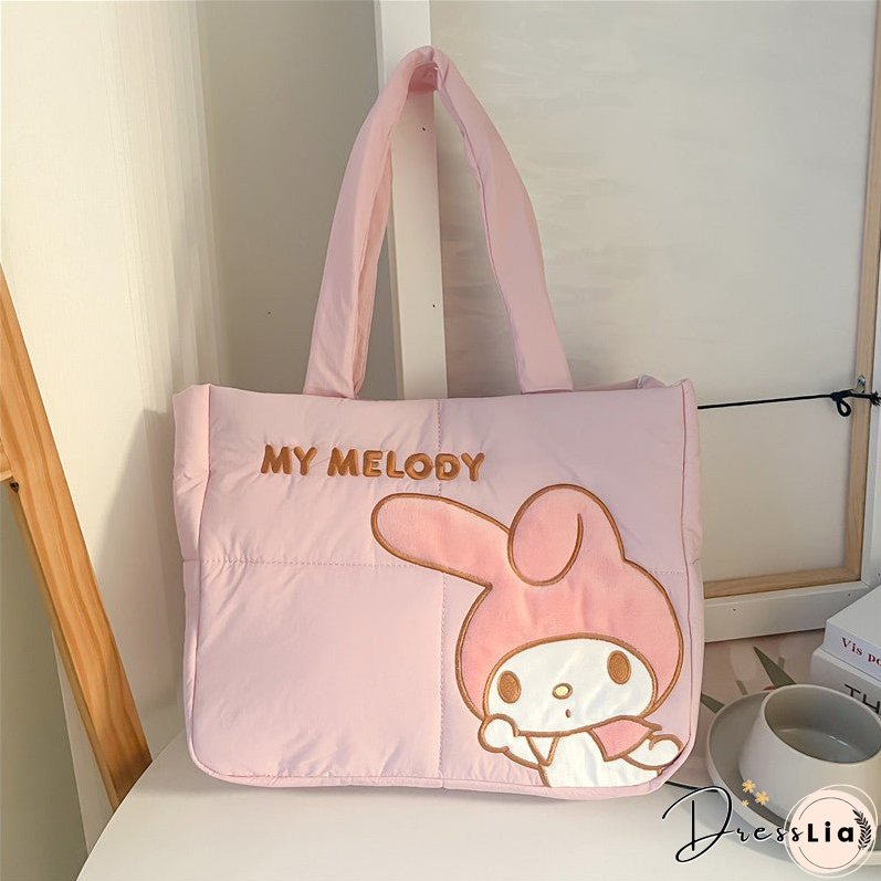 New Cartoon Cute down Cloth Handbag Pacha Dog Shoulder Bag Melody Clow M Tote Bag