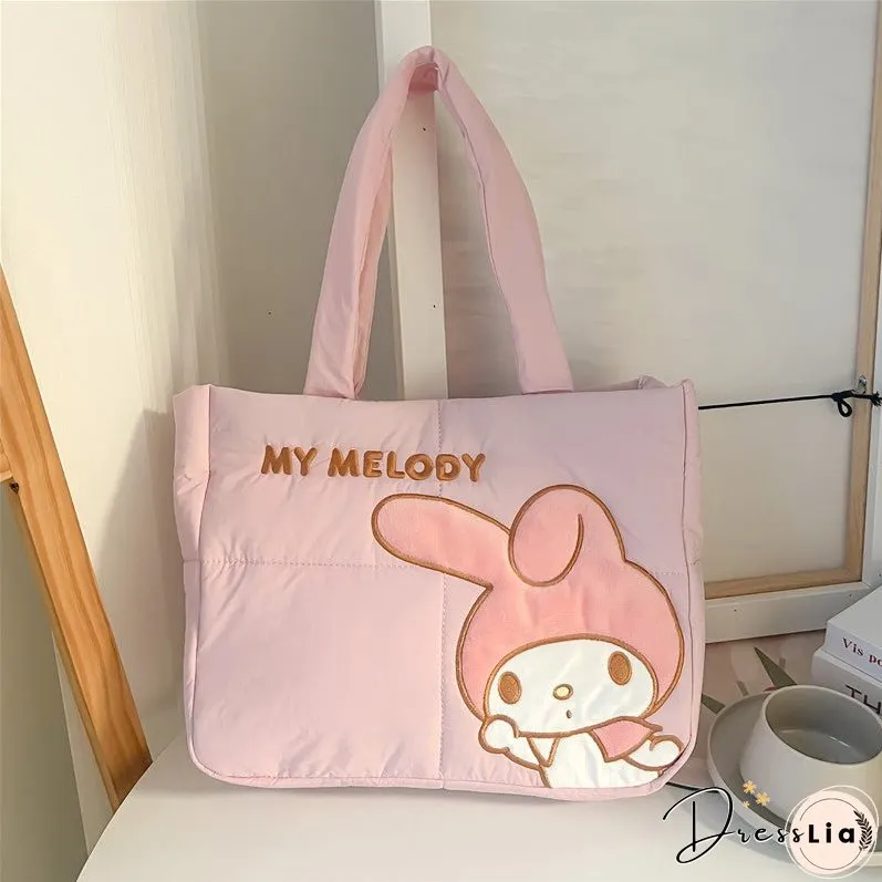 New Cartoon Cute down Cloth Handbag Pacha Dog Shoulder Bag Melody Clow M Tote Bag