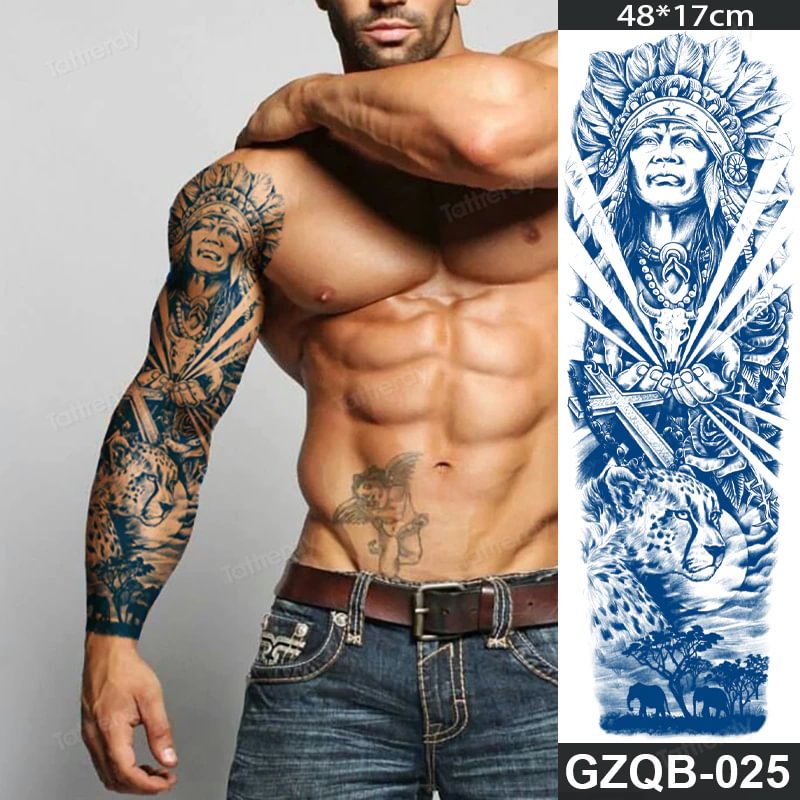Sdrawing transfer tattoo fake large size full arm tattoo sleeve juice ink long lasting waterproof temporary tattoos men body art