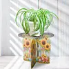 (US Local)Acrylic Sunflower Diamond Painting Plant Stand Potted Plant Holder Rack Kit
