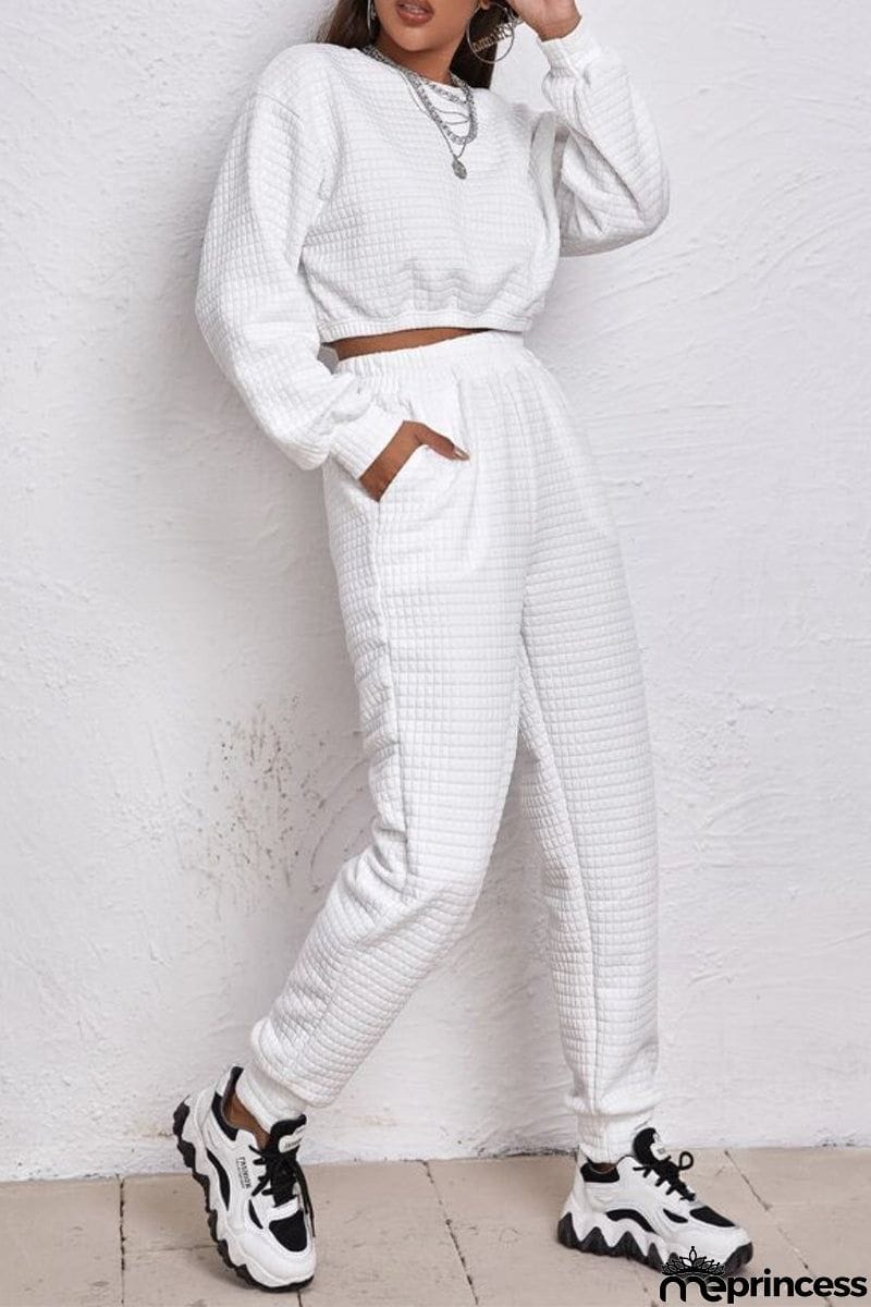Casual Street Solid Patchwork O Neck Long Sleeve Two Pieces