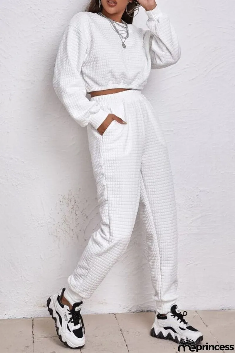 Casual Street Solid Patchwork O Neck Long Sleeve Two Pieces