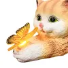 [US Local Warehouse] Cat Solar Garden Statue Solar Garden Statue Cat for Mom Grandma (Yellow)