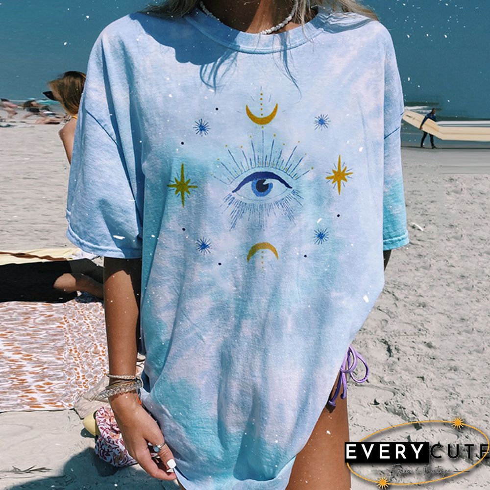 Casual Fashion Short Sleeve Printed Tie Dye Top