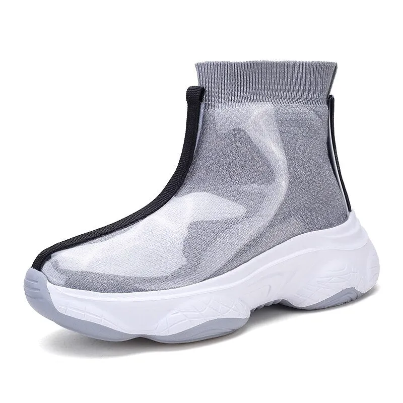 Women Boots Women Rain Boots Fashion Non Slip Sock Ankle Boots Female Water Shoes Women Comfortable Thick Bottom Rubber Boots