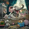 Diamond Painting -DIY Round Drill Elephant(40*40 CM)