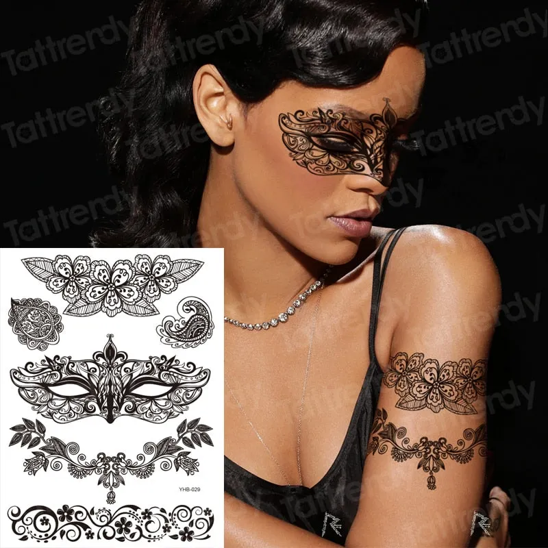 stockings tattoo legs black henna lace legging tatoo thigh hand rose flower jewelry stickers indian arabic water body decal