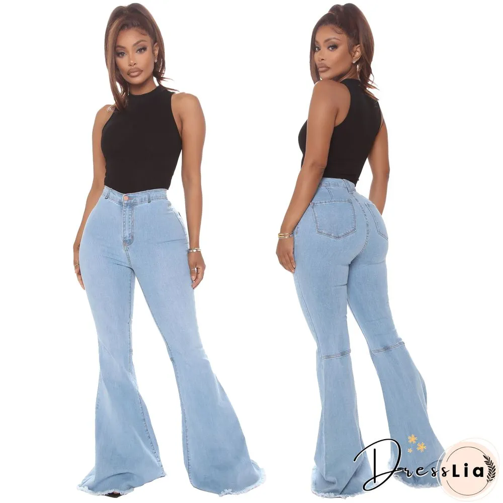 High Waist Stretch Plus Size Flare Jeans Pants