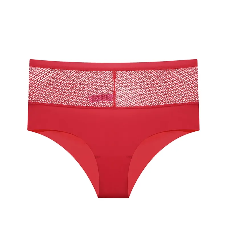 Sexy Mesh Women Panties High Rise Ladies Briefs Seamless Underwear Breathable Underpants Female Hollow Out Perspective Lingerie