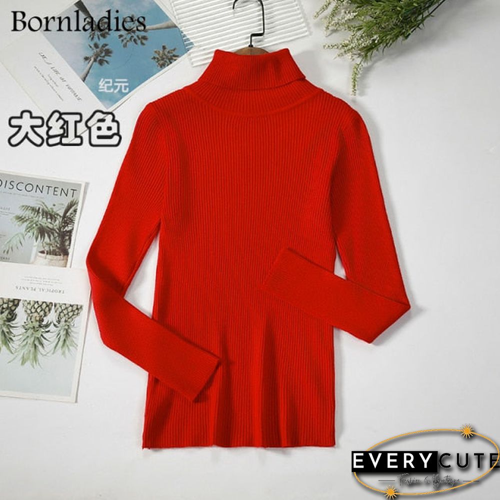 Bornladies Basic Turtleneck Women Sweaters Autumn Winter Tops Slim Women Pullover Knitted Sweater Jumper Soft Warm Pull