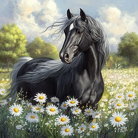 Horse in the Daisy Meadow - Diamond Painting