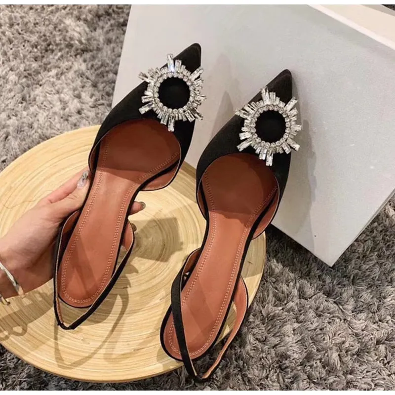 2022 New arrival burgundy pointed transparent sandals new stiletto rhinestone sexy Baotou high heels Wedding Shoes