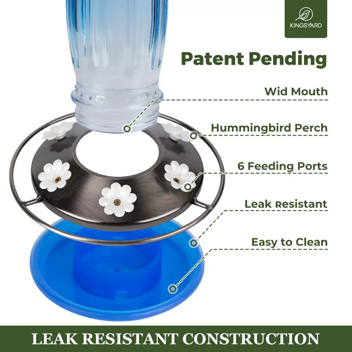Blue Kingsyard 16oz Glass Hummingbird Feeder With Ant Moat 4 Blue Kingsyard 16oz Glass Hummingbird Feeder With Ant Moat 4