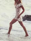 Crochet See-Through Short Sleeves Mini Dress