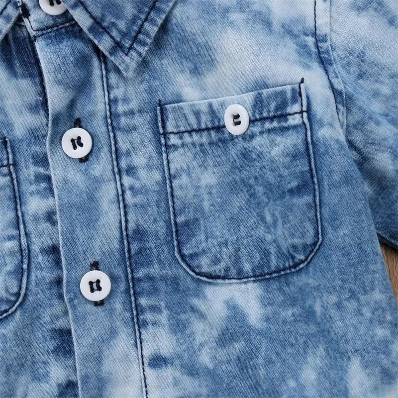 2018 Brand New Newborn Toddler Infant Baby Boy Denim Clothes Bodysuit T-shirt Jumpsuit Outfit Pocket Long Sleeve Clothes