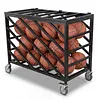 [US Local Warehouse] Ball Cart with Wheels Rolling Basketball Rack with Lockable Lid Balls Storage Locker for Volleyball Gym Recess Soccer Playground