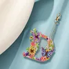 (Double  Sided)DIY Alphabet Flowers Special Shaped Diamond painting keychain