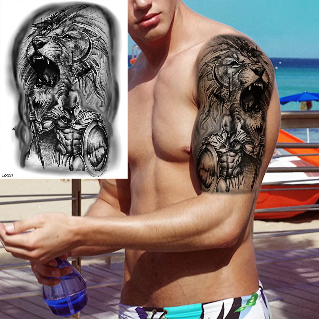 Sdrawing Large Anchor Back Octopus Pirate Skeleton Halloween Temporary Tattoos For Men Adult Compass Wings Fake Tattoo Stickers