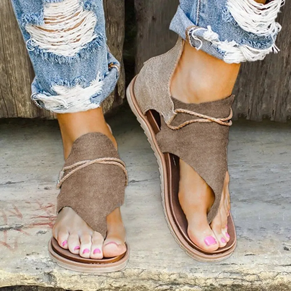Women Flat Sandals Leopard Print Summer PU Leather Open Toe Shoes Bohemia Beach Retro Gladiator Sandals Flip Flops Slippers