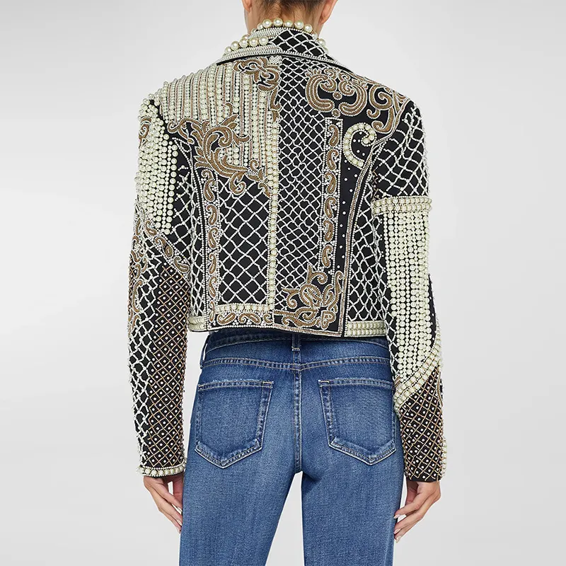 Nigikala Nigikala Early Spring New Star Fashion Luxury Heavy Industry Embroidery Nails Diamond Short Jacket Jacket