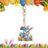 (US Local)PET Double Sided Special Shaped Easter Alphabet DIY Diamond Painting Keychain